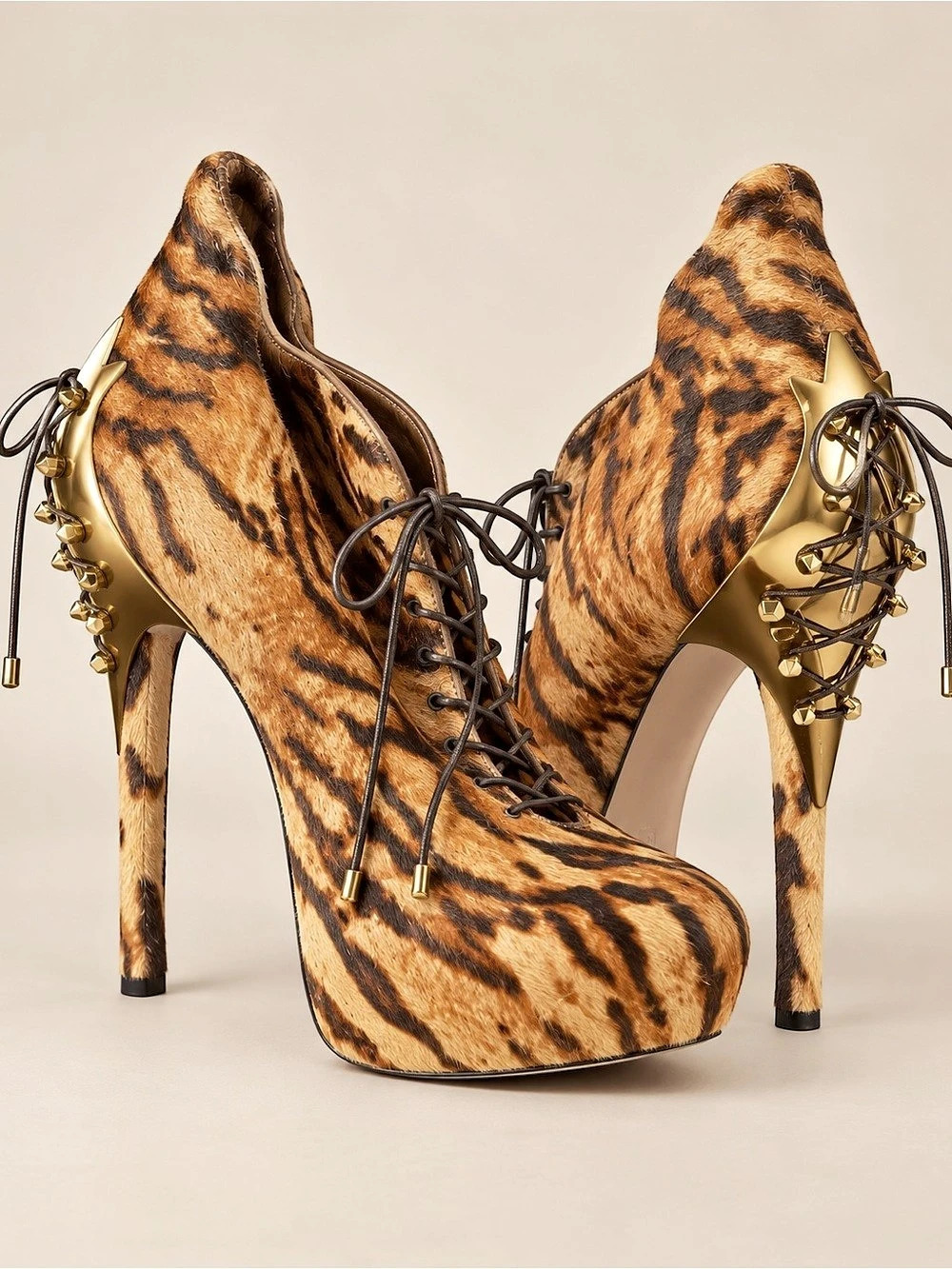 Sam Edelman Calf Hair Animal Print Corset Platform Heels Size 9